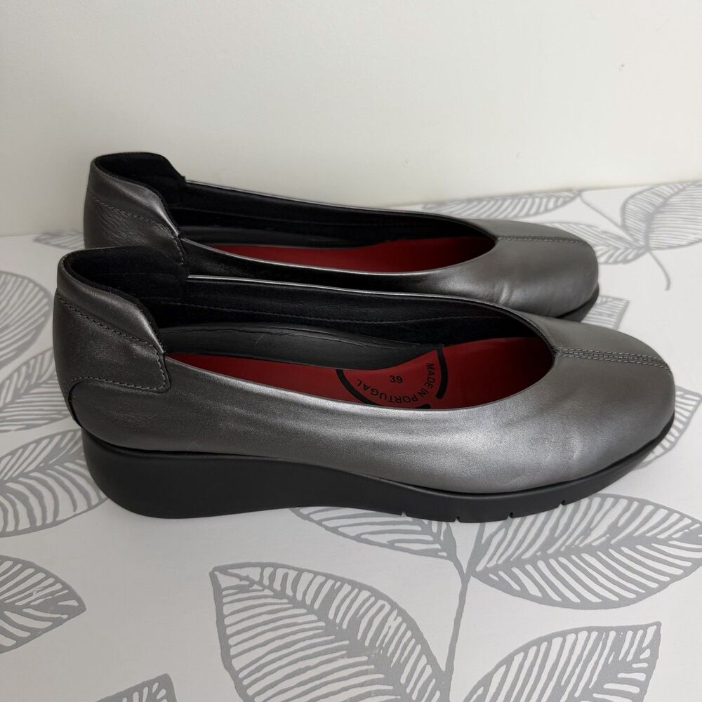 Saydo Sonia Shoes Leather Slip On Silver Gray Women’s 39 / US 8.5 Portugal - Picture 2 of 10